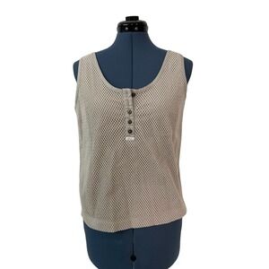 VTG Together Womens Beige Mesh Overlay Sleeveless Crop Tank 80's Y2K Biker 4 Med